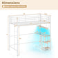 Twin Loft Bed with Desk LED Lights Charging Station Heavy-duty Metal Bed Frame with Guardrail