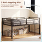 Twin Size Low Loft Bed with Safety Guardrails and 2 Ladders