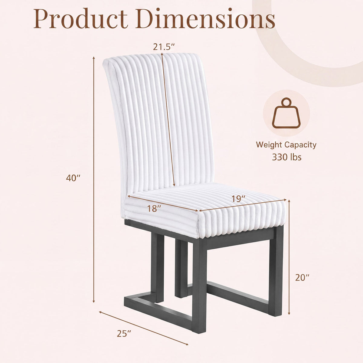 Upholstered Dining Chairs Set of 2 with Rubber Wood Legs