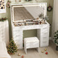 Vanity Desk with Lighted Mirror and Charging Station