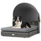 Wicker Dog House with Adjustable Canopy & Cushions