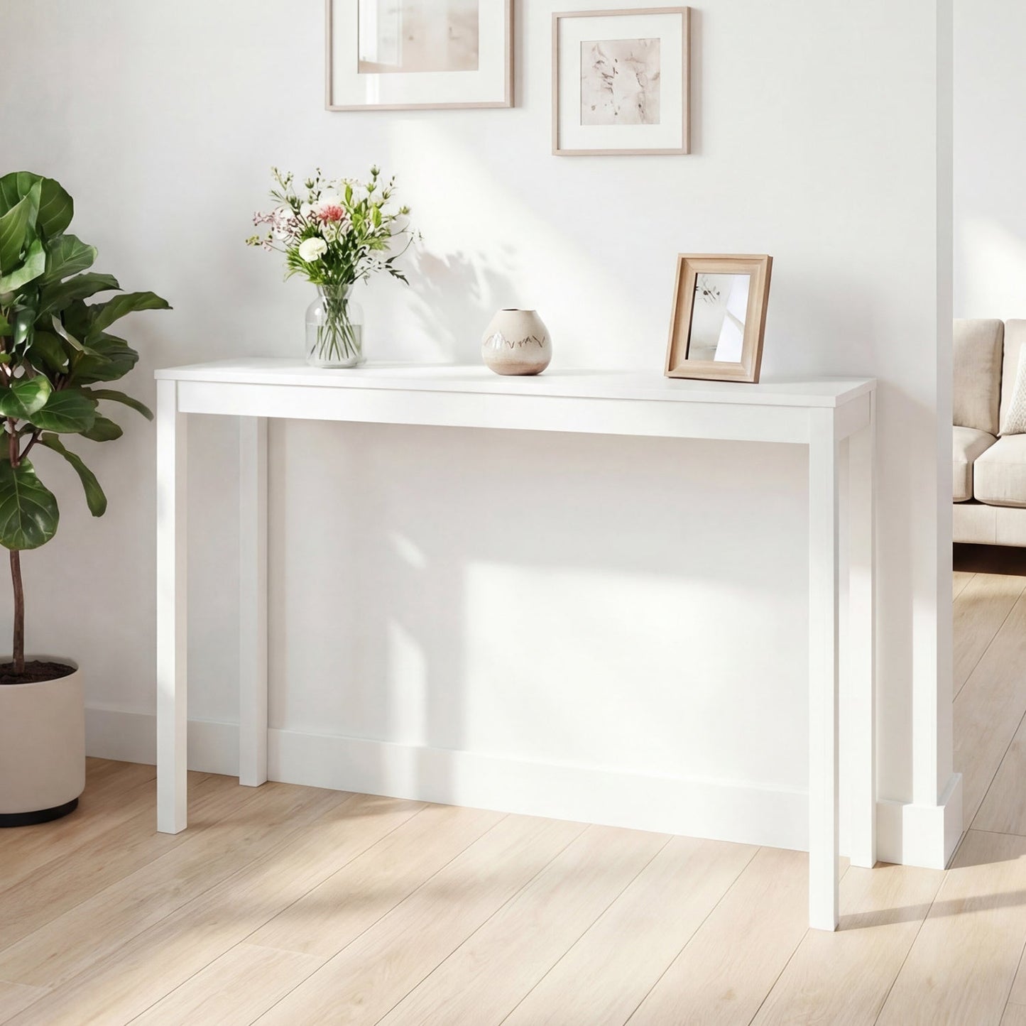 Wooden Console Table Modern Farmhouse Sofa Table with Thickened Top