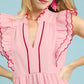Umgee Seersucker Ruffle Sleeve Tiered Midi Dress