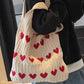 Heart Pattern Knitted Handbag