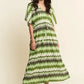 Davi & Dani Multi Color Wavy Tie Waist Flowy Sleeve Dress