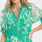 Umgee Floral Print Tie Waist Midi Dress with Side Pockets