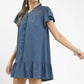 Umgee Ruffled Washed Denim Dress
