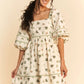 Davi & Dani Cactus Printed Poplin Contrast Piping Mini Dress