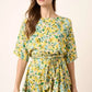 Mittoshop Floral Tie Waist Half Sleeve Mini Dress