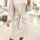 Stripe Striped Colorblock Cuffs Round Neck Long Sleeve Shift Dress