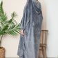 Double Take Full Size Pocketed Hooded Midi Lounge Dress