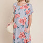 BOMBOM Floral Round Neck Short Tee Dress with Pockets