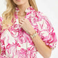 Umgee Abstract Print Smocked Tie Waist Midi Dress