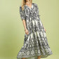 Umgee Two tone Border Print Midi Dress