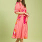 Umgee Floral Flounce Sleeve Midi Dress with Belted