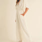 MABLE Fluffy Deep V Neck Wide Leg Jumpsuit