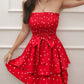 Smocked Heart Print Tube Dress
