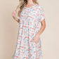 BOMBOM Printed Round Neck Short Sleeve Tee Dress
