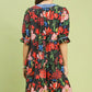 Umgee Floral Tiered Puff Sleeve Dress