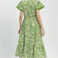Umgee Paisley Print Midi Dress with Side Pockets