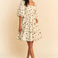 Davi & Dani Cactus Printed Poplin Contrast Piping Mini Dress