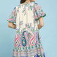 Umgee Paisley Flutter Sleeve Mini Dress