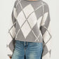 Argyle Pattern Knit Dropped Shoulder Sweater