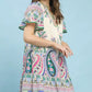 Umgee Paisley Flutter Sleeve Mini Dress