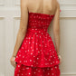 Smocked Heart Print Tube Dress
