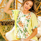 BiBi Floral W Stripe Color Block Dolman Sleeves Top