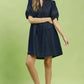 Umgee Notched Puff Sleeve Mini Dress with Pockets