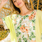 BiBi Floral W Stripe Color Block Dolman Sleeves Top