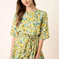 Mittoshop Floral Tie Waist Half Sleeve Mini Dress