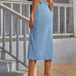 Button-Front Denim Skirt