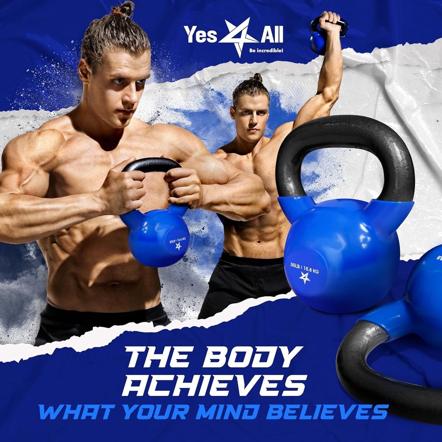 Vinyl Coated Cast Iron Kettlebell – 5–100 lb Strength Training