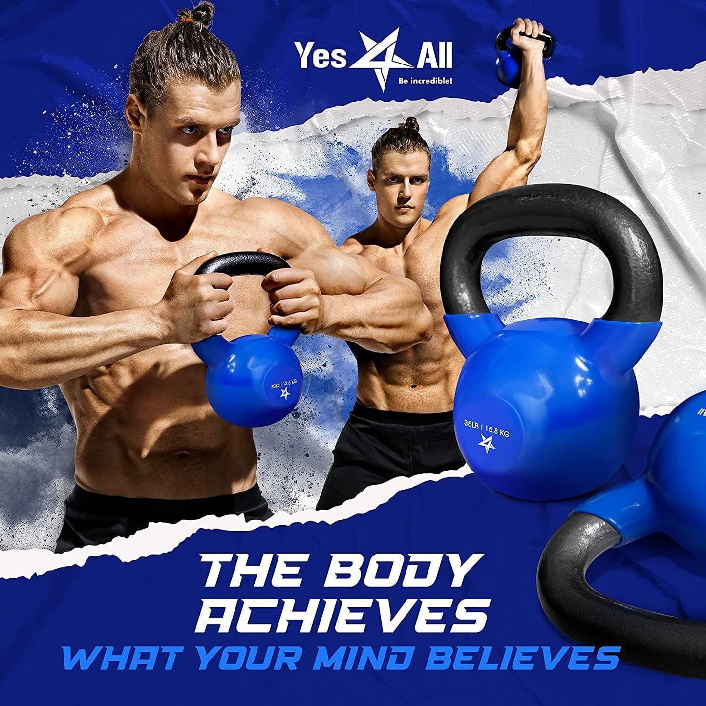Vinyl Coated Cast Iron Kettlebell – 5–100 lb Strength Training