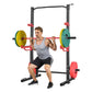 Power Cage Squat Rack, Multifunctional Power Rack Home Gym, 1000LBS Strength Training Workout Equipment with 4 Band Pegs, Adjustable J-Hooks & Safety Bars for Barbell Squat Bench Press Pull-Up