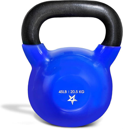 Vinyl Coated Cast Iron Kettlebell – 5–100 lb Strength Training