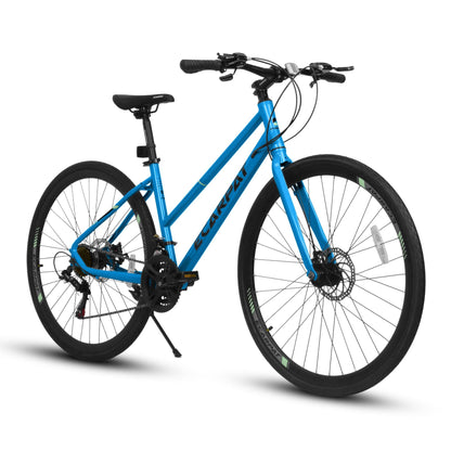 A28250 700C Road Hybrid Bike for Adult , 21-Speed Road Bike Road Bicycle Carbon Steel Frame/Dual-Disc Brakes/Multiple Colors