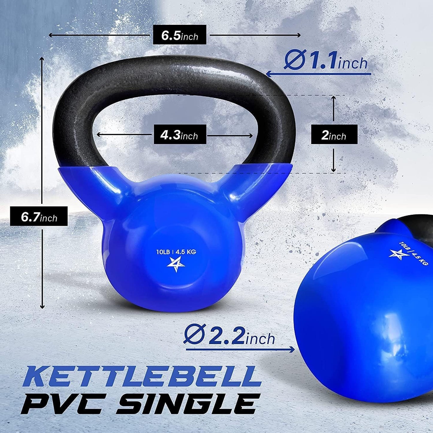 Vinyl Coated Cast Iron Kettlebell – 5–100 lb Strength Training