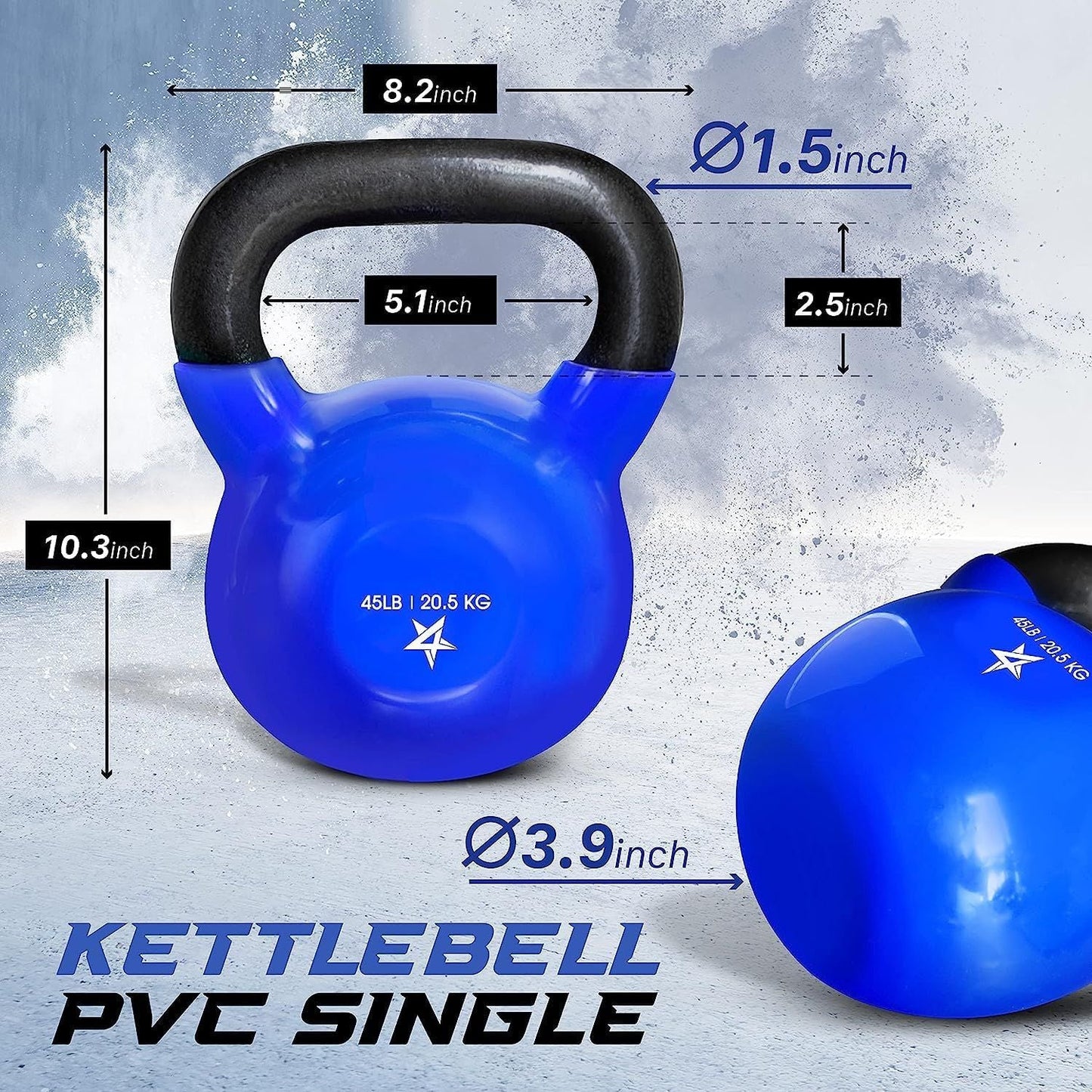 Vinyl Coated Cast Iron Kettlebell – 5–100 lb Strength Training