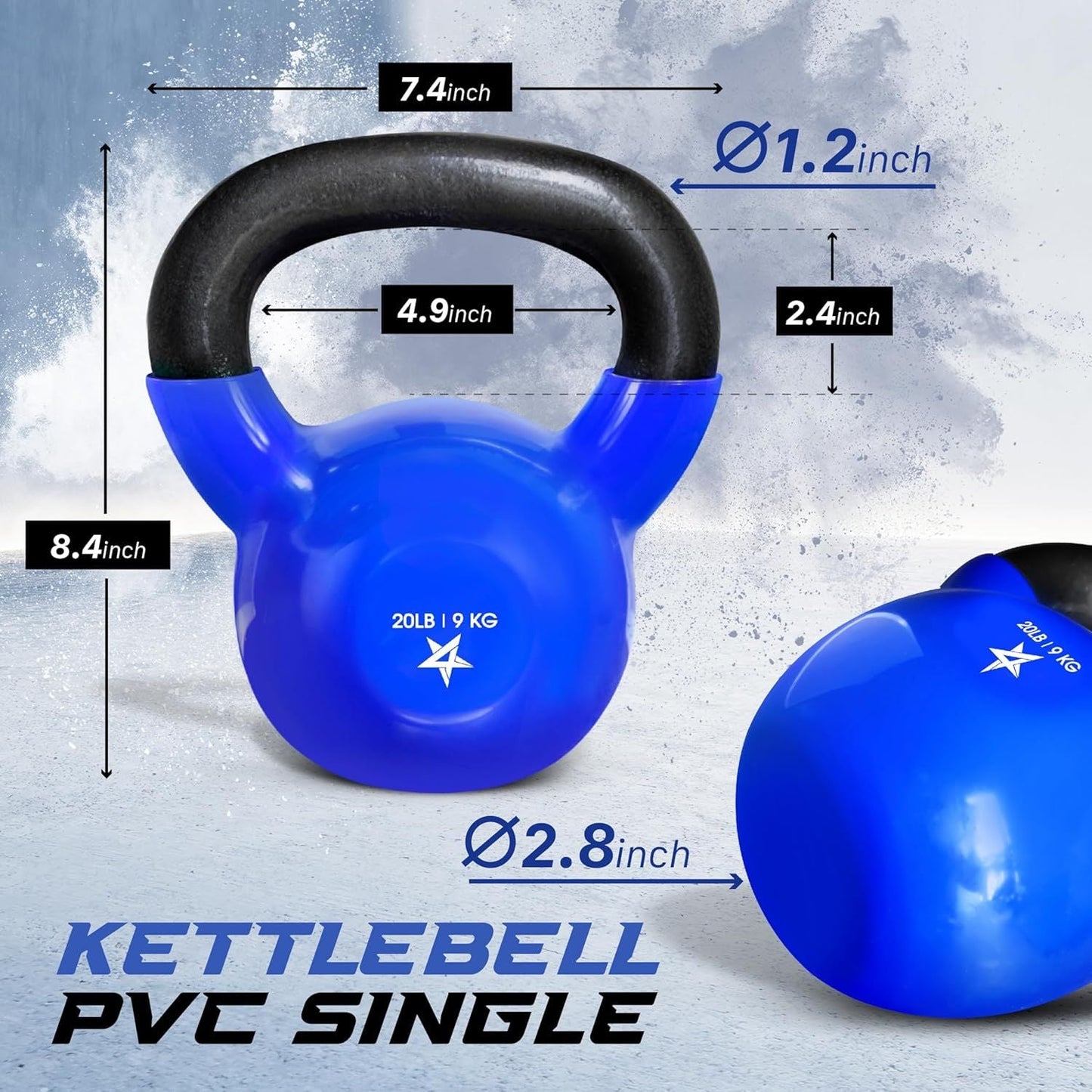 Vinyl Coated Cast Iron Kettlebell – 5–100 lb Strength Training