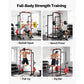 Power Cage Power Rack, Multifunctional Barbell Squat Rack with Adjustable Height, Home Gym Strength Training Workout Equipment with J-Hooks & More Fitness Attachment for Bench Press Pull-Up Dips
