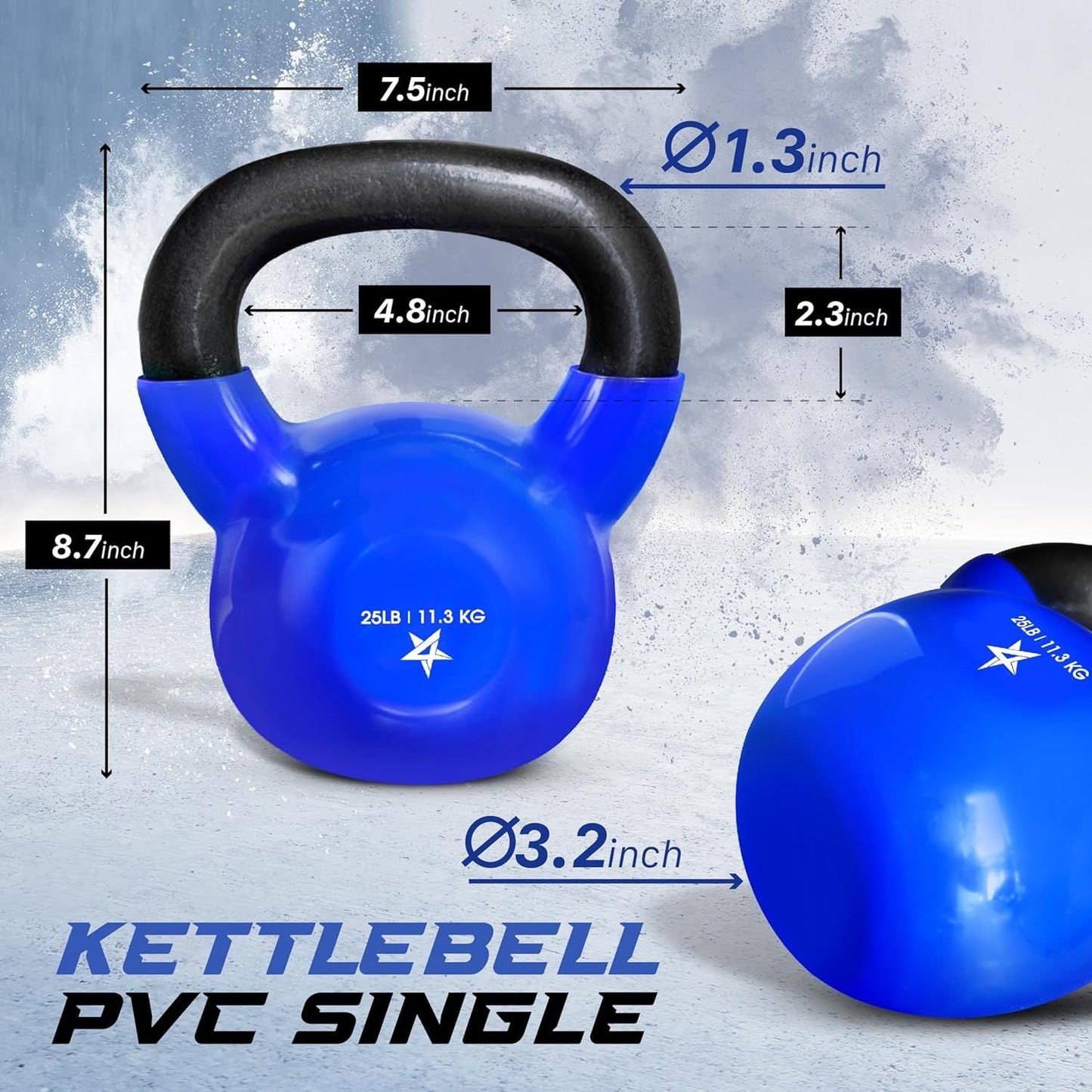 Vinyl Coated Cast Iron Kettlebell – 5–100 lb Strength Training