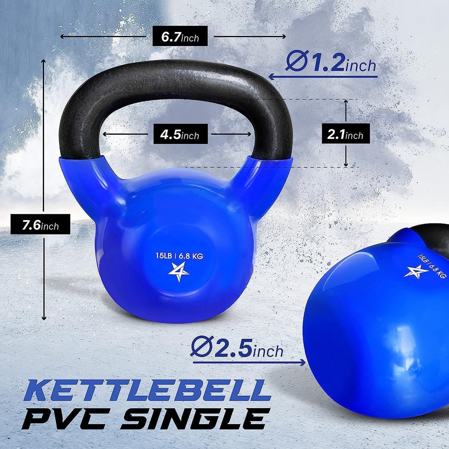 Vinyl Coated Cast Iron Kettlebell – 5–100 lb Strength Training