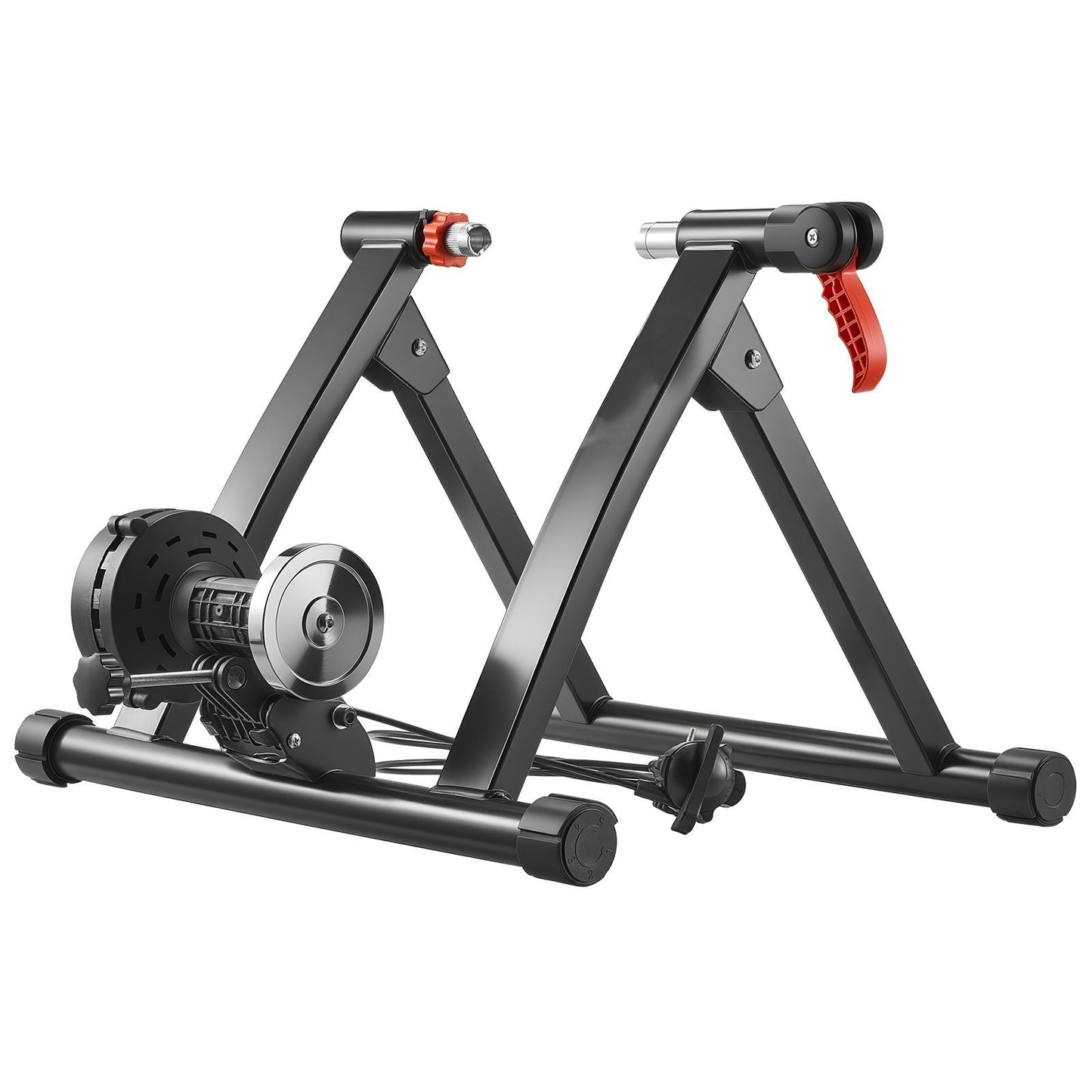 Bike Trainer, 6 Level Resistance, 26-29 in & 700C Wheels, Foldable Magnetic Bicycle Stationary Stand for Indoor Exercise Riding with Quick Release Skewer & Front Wheel Riser Block for Road Bikes