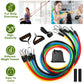11Pcs Resistance Bands Set Fitness Workout Tubes Exercise Tube Bands Up to 100lbs w/ Door Anchor Handles Ankle Straps for Physical Training Yoga Pilates