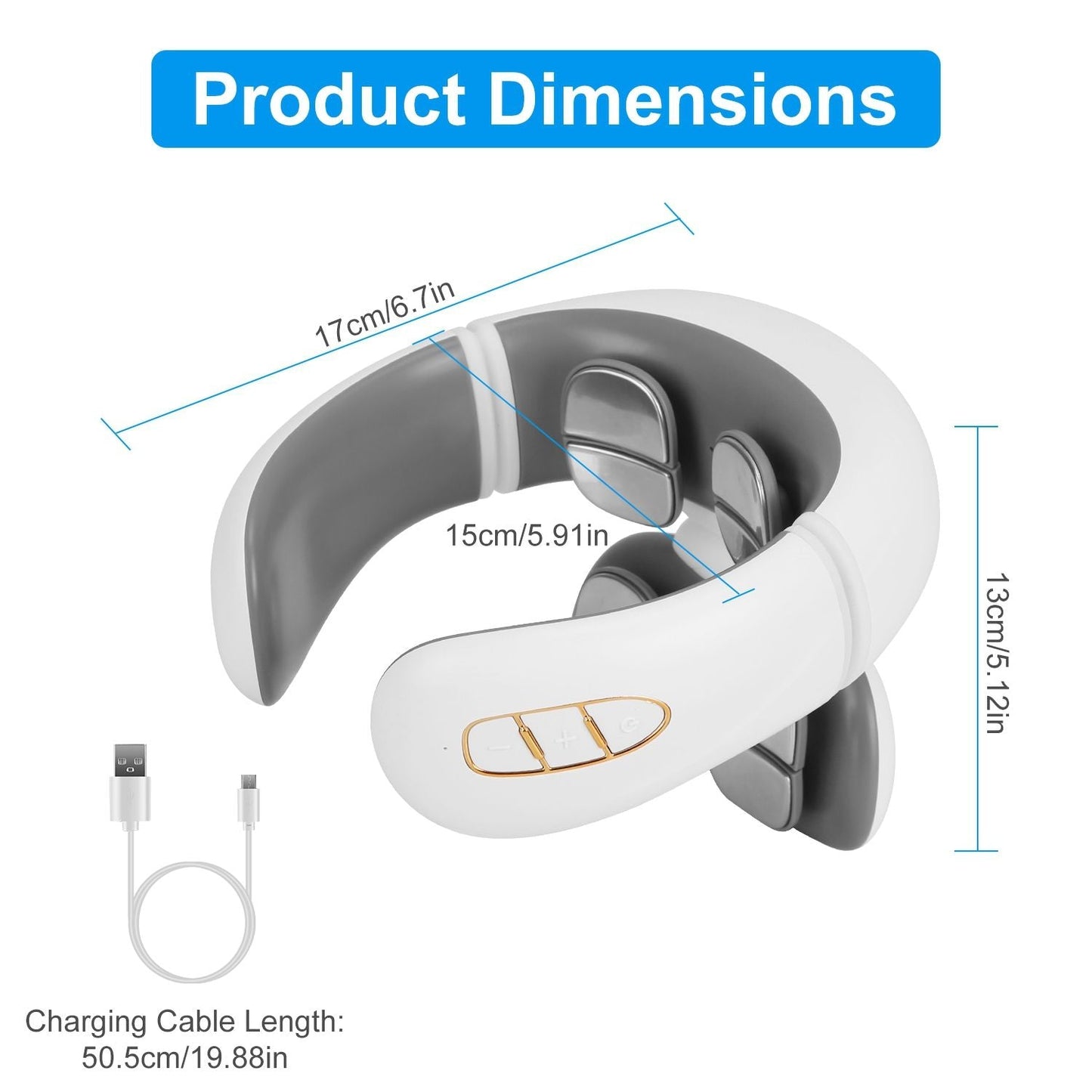 Electric Cervical Neck Massager with Hot Compress, 6 Modes 20 Levels Cordless Neck Pain Relief8-Head Electric Neck Massager with Heat, Cordless Portable Neck Massage Device with Auto Off