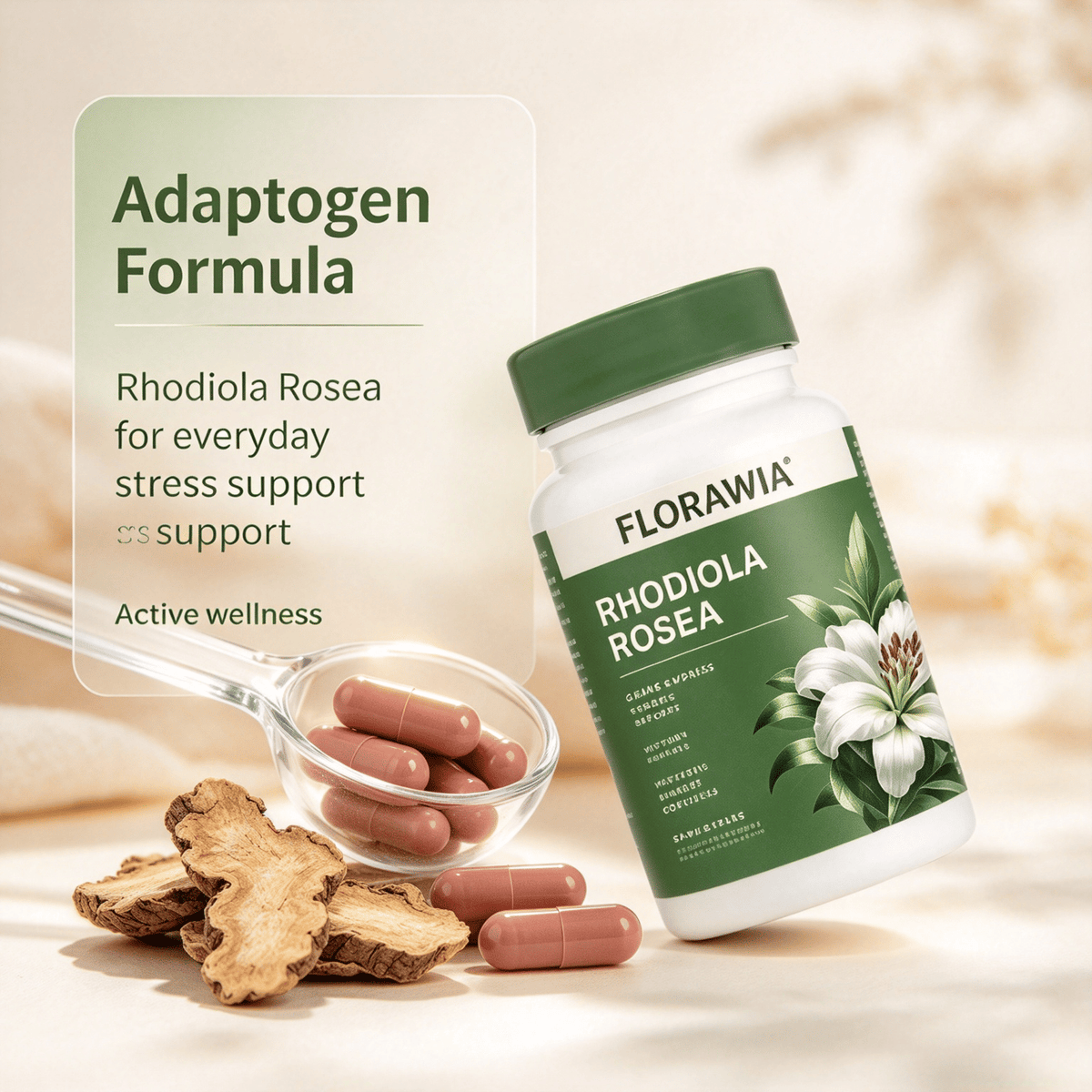 Rhodiola Rosea Capsules, Natural Herbal Supplement, Premium Root Extract for Daily Wellness Support