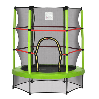 4.5FT Green Kids Trampoline with Safety Enclosure Net, Springless Design, for Ages 3 to 6